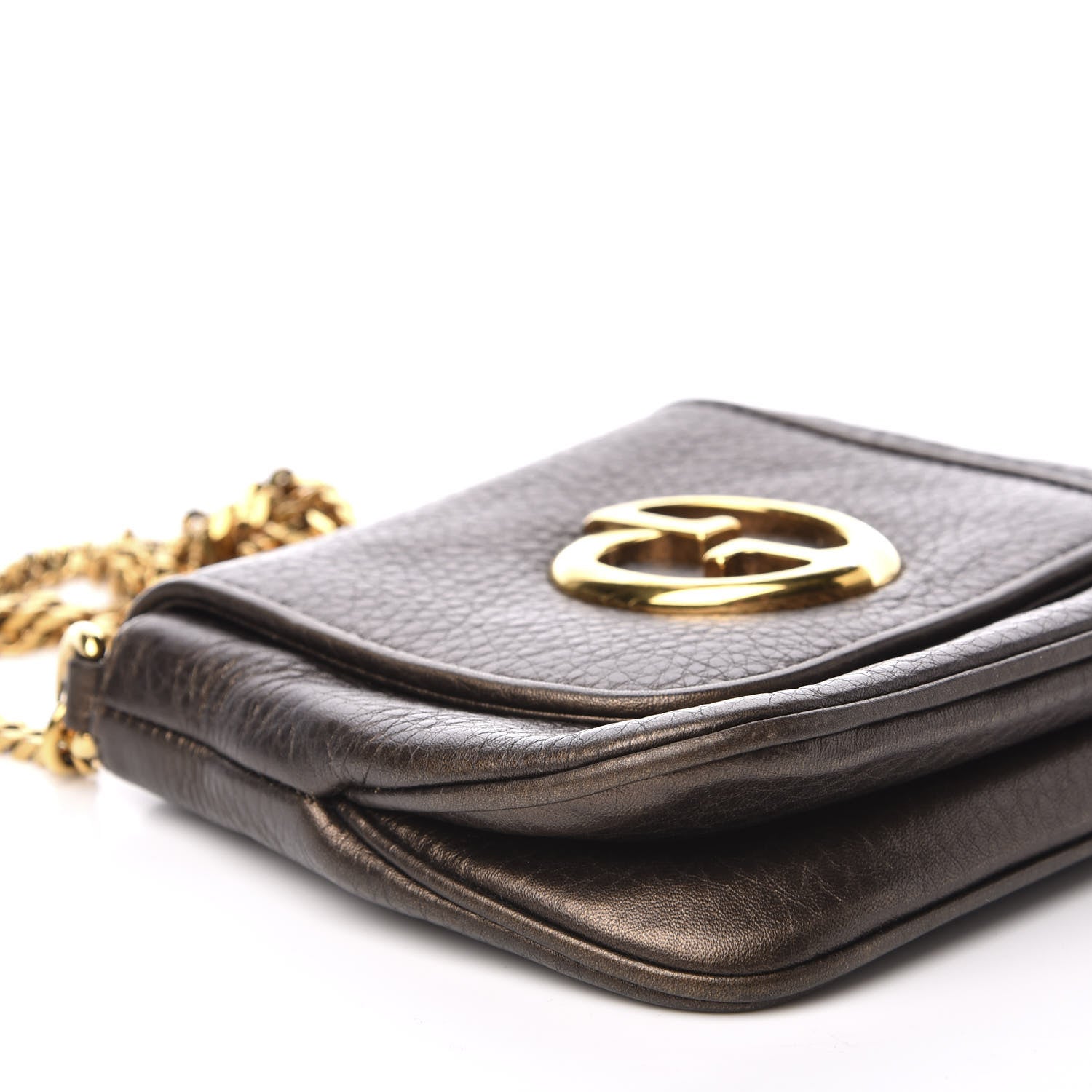 Gucci Metallic Pebbled Calfskin Small 1973 Chain Shoulder Bag Winter Leaf 5 of 9