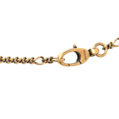 Gucci Metal Crystal Lion Head Necklace Aged Gold Multicolor 4 of 5