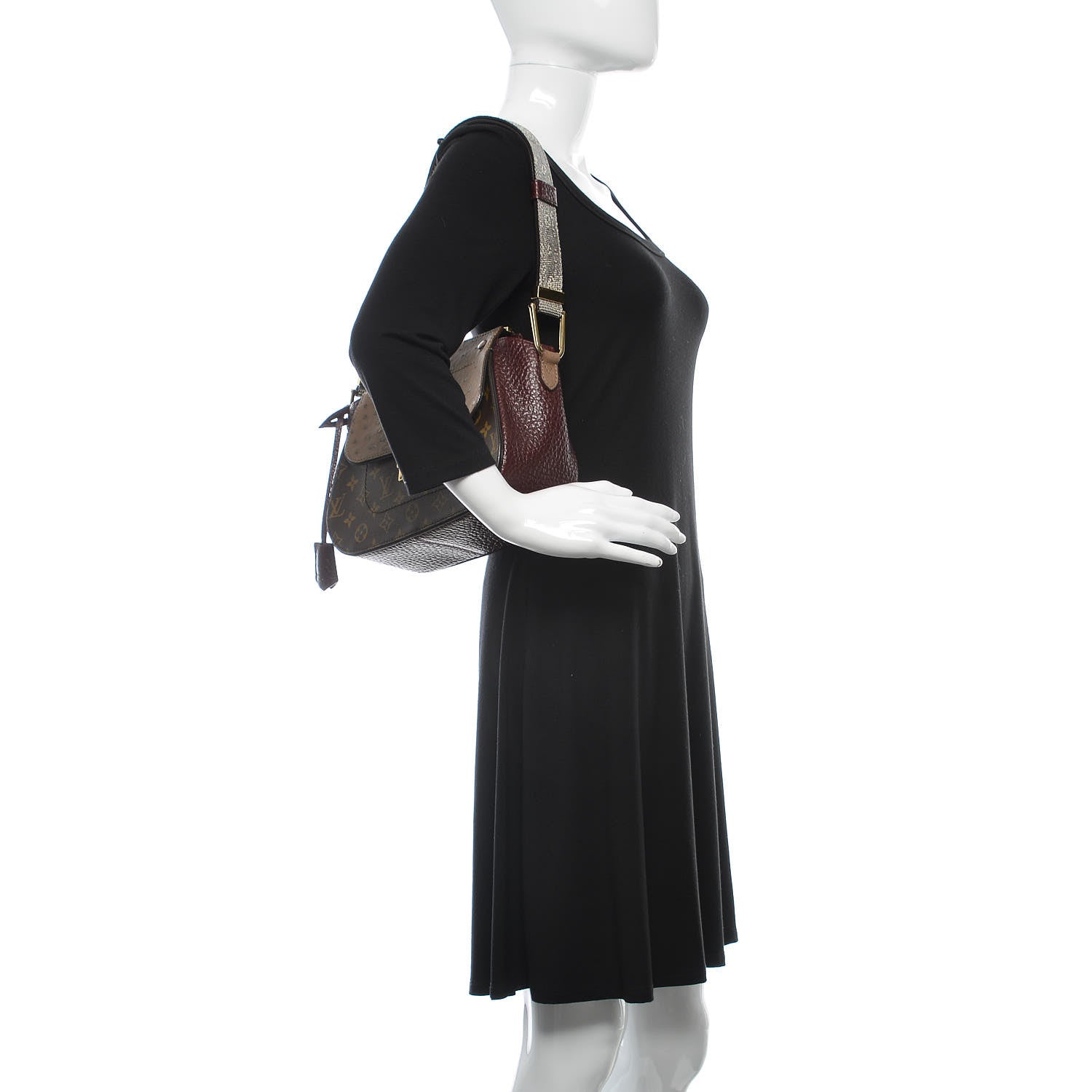 Louis Vuitton Ostrich Lizard Exotique Majestueux Shoulder Bag Bordeaux 2 of 9