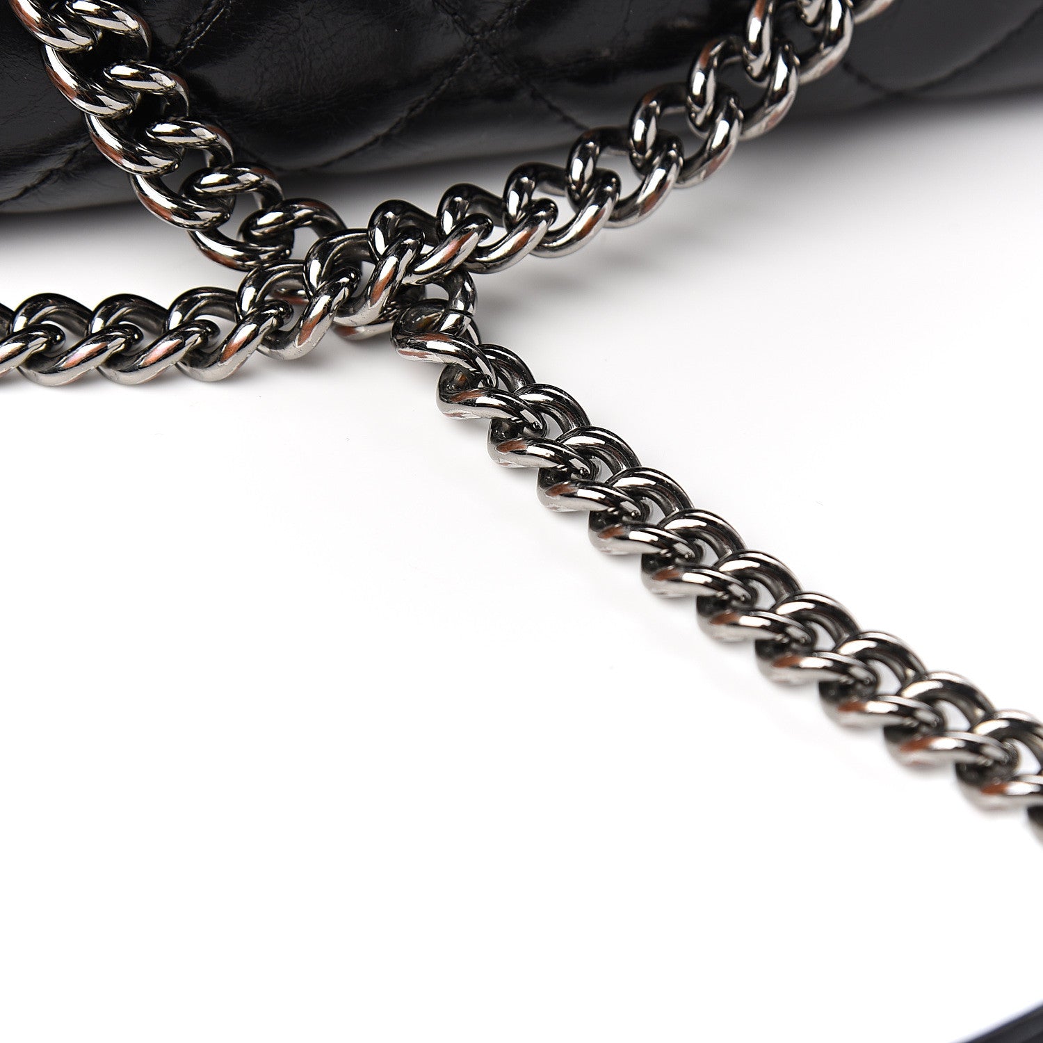 Chanel Shiny Crumpled Calfskin Quilted Medium Lady Pearly Flap Black 8 of 11