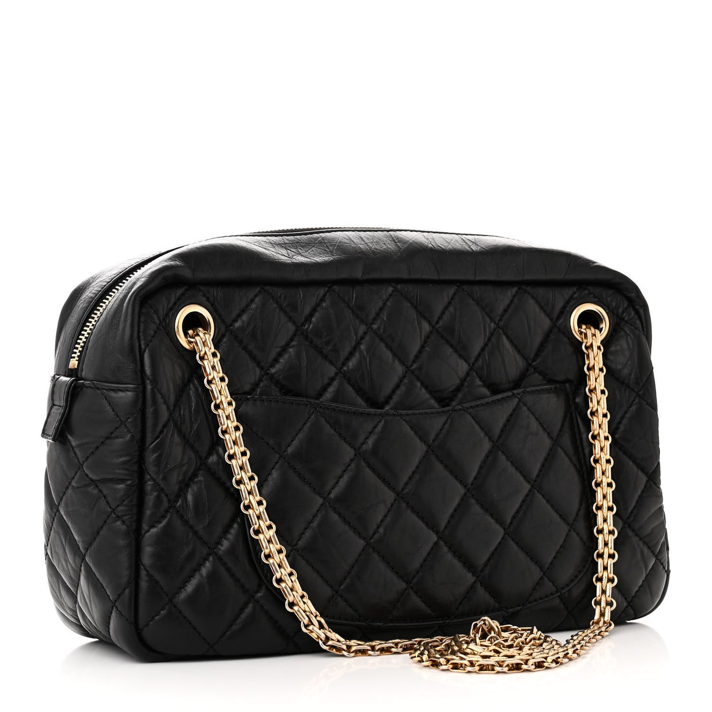 Aged Calfskin Quilted Medium Reissue Camera Case Black