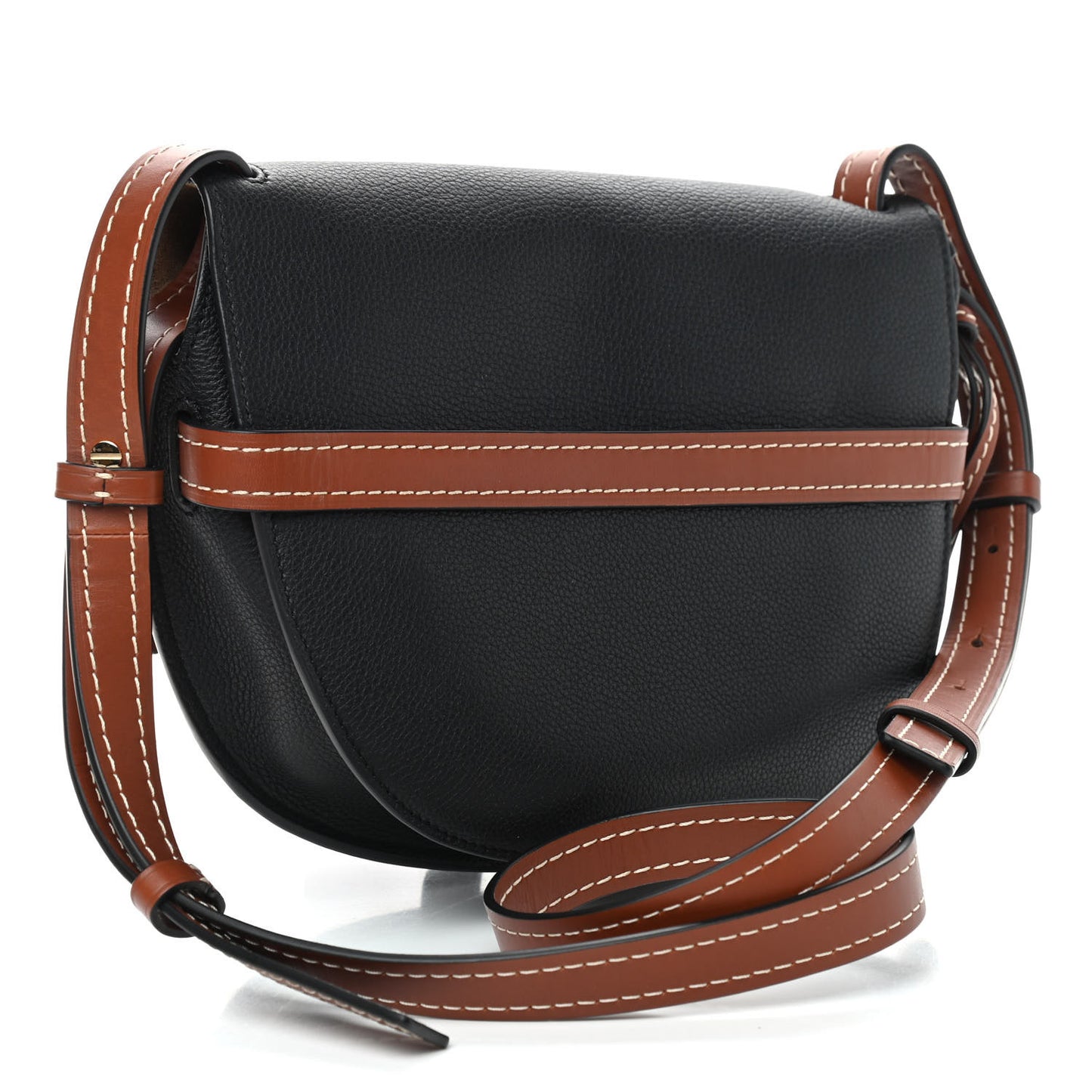 Grained Calfskin Small Gate Crossbody Bag Pecan Black