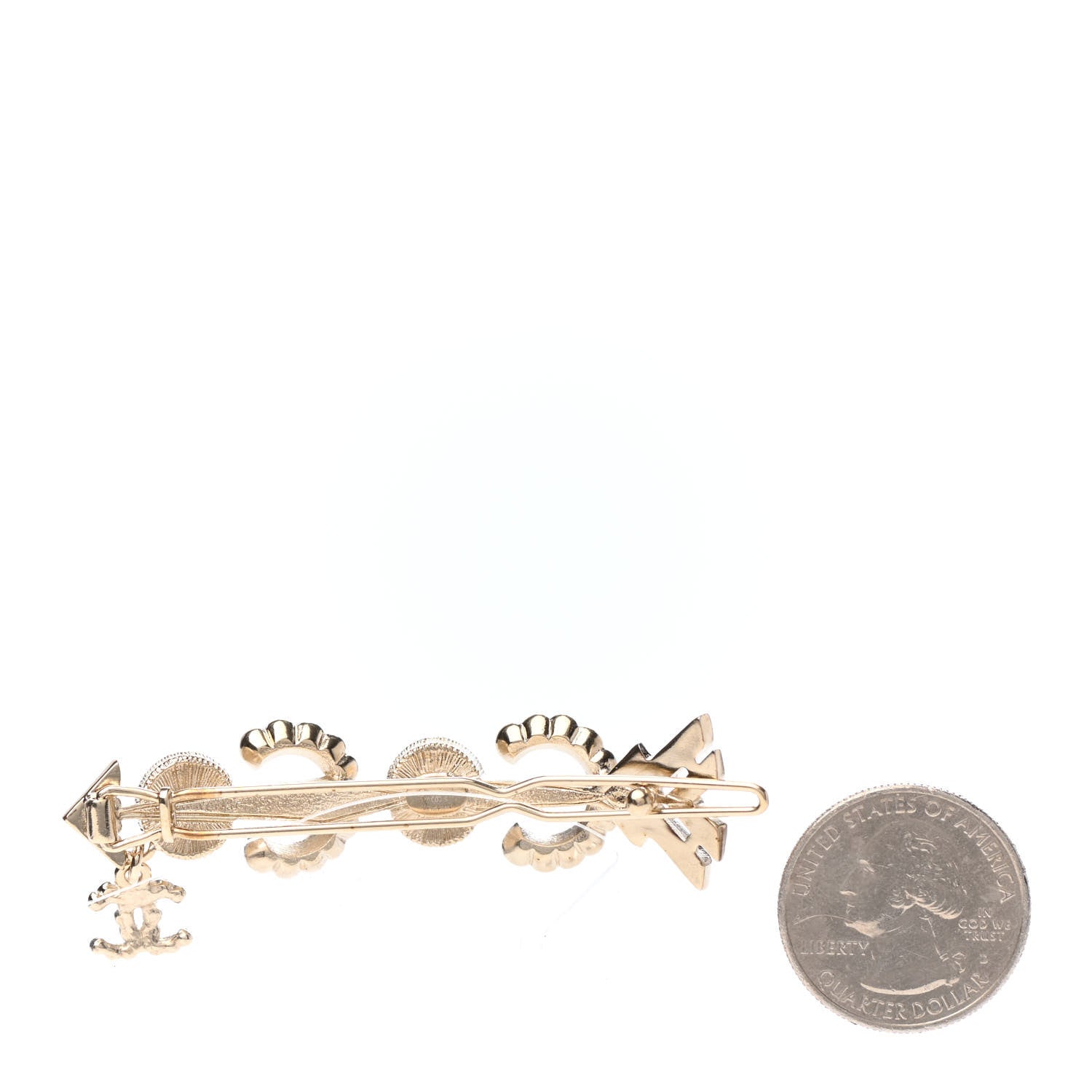 Chanel Pearl Crystal Queen of France Brooch Barrette Gold 2 of 4