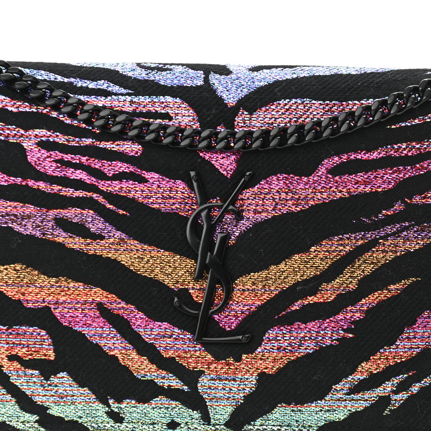 Tiger Burnout Monogram Chain Wallet Multicolor