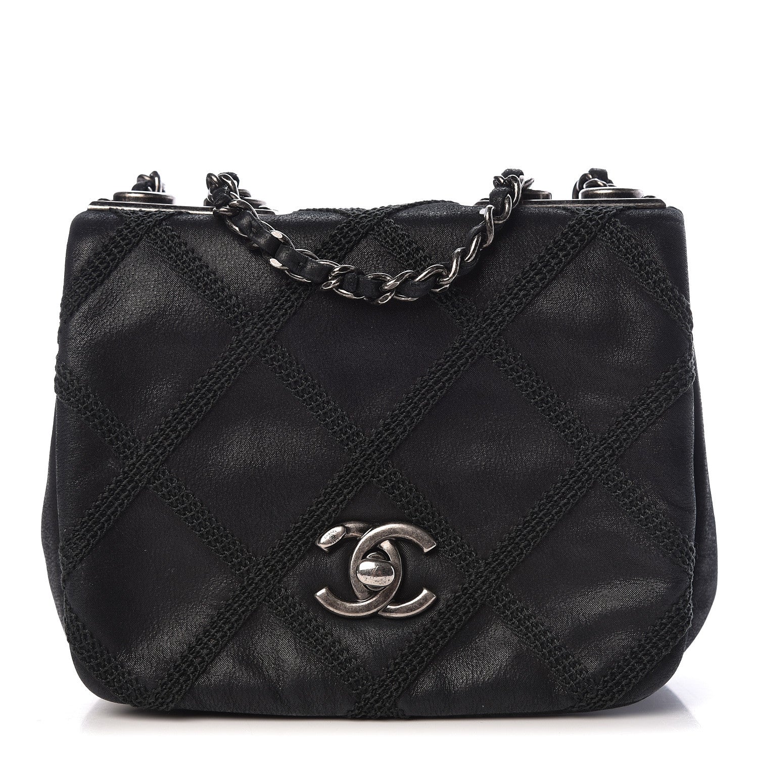 Chanel Iridescent Calfskin Diamond Embroidered Mini Flap Black 1 of 10