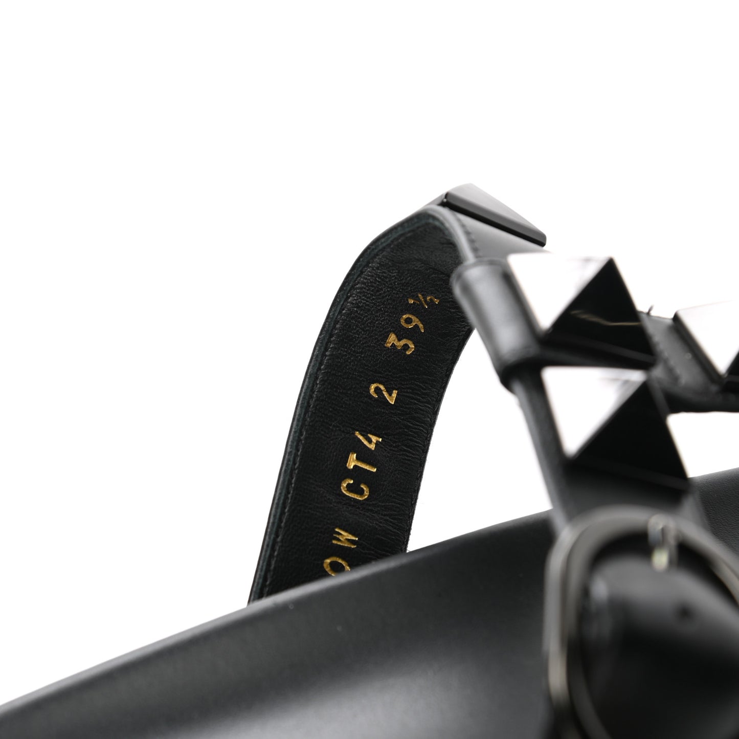 Calfskin Roman Stud Slide Sandals 39.5 Black