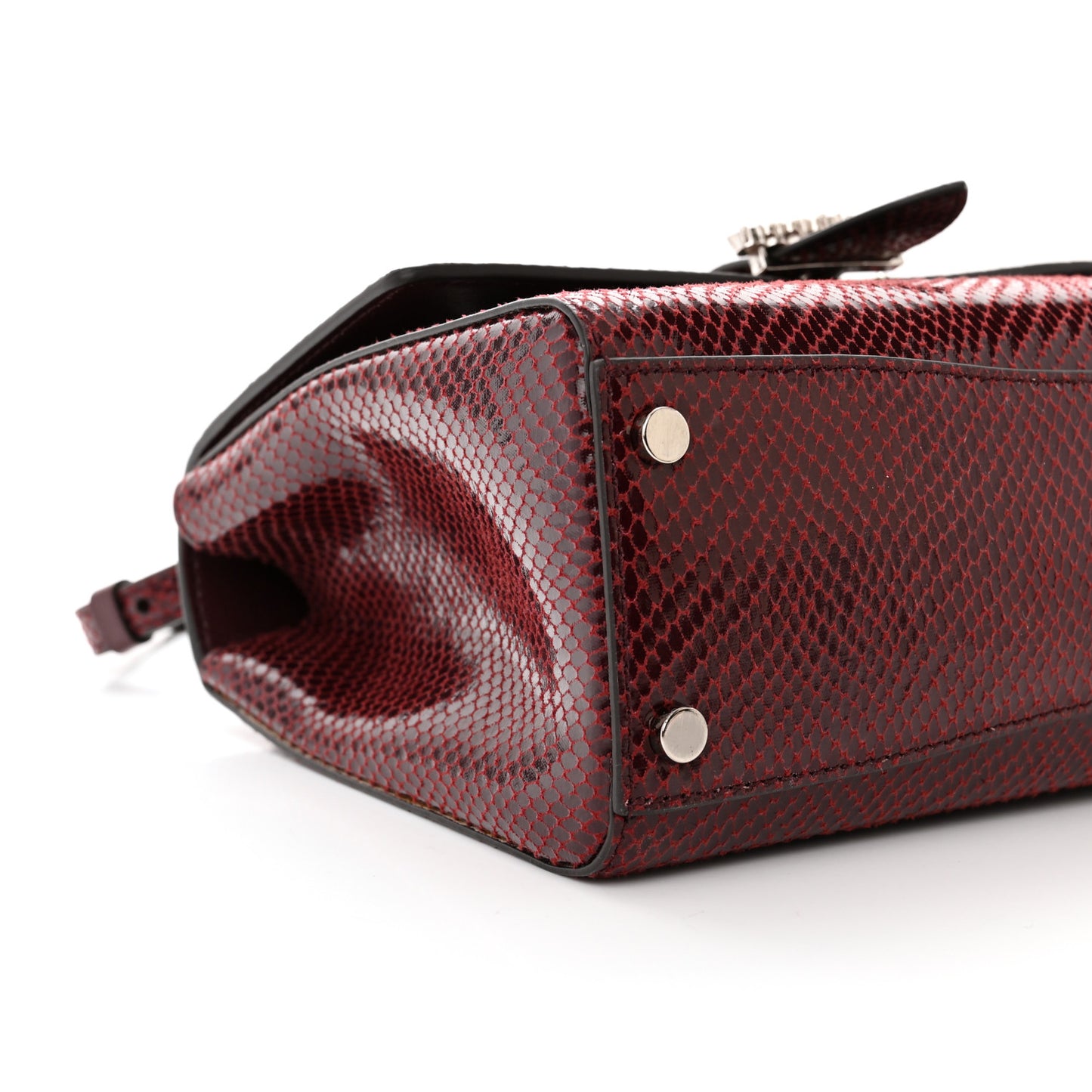 Lizard Printed Fabric Crystal Medium Cheri Top Handle Bag Bordeaux