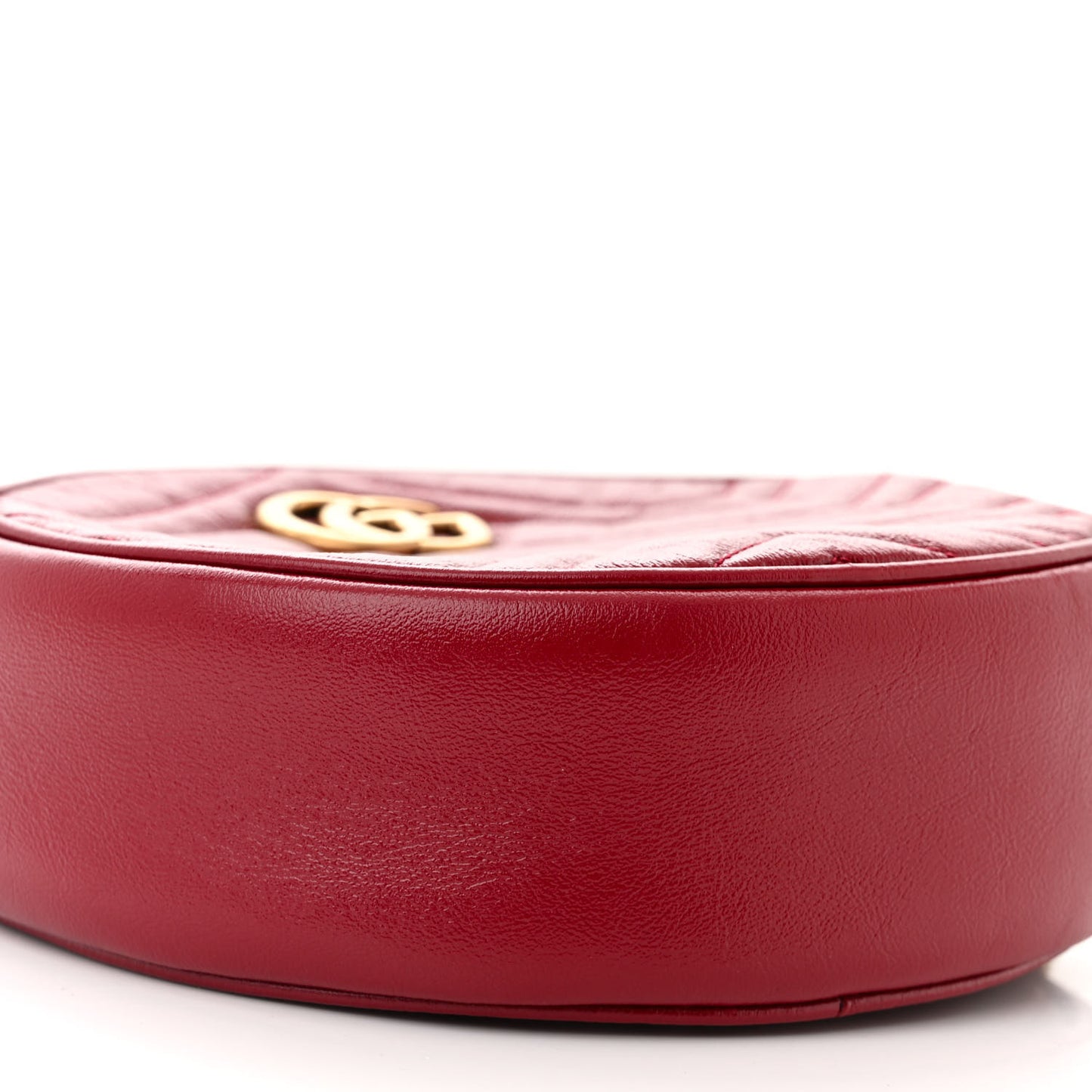 Glazed Calfskin Matelasse Heart Mini GG Marmont Round Shoulder Bag Romantic Cerise