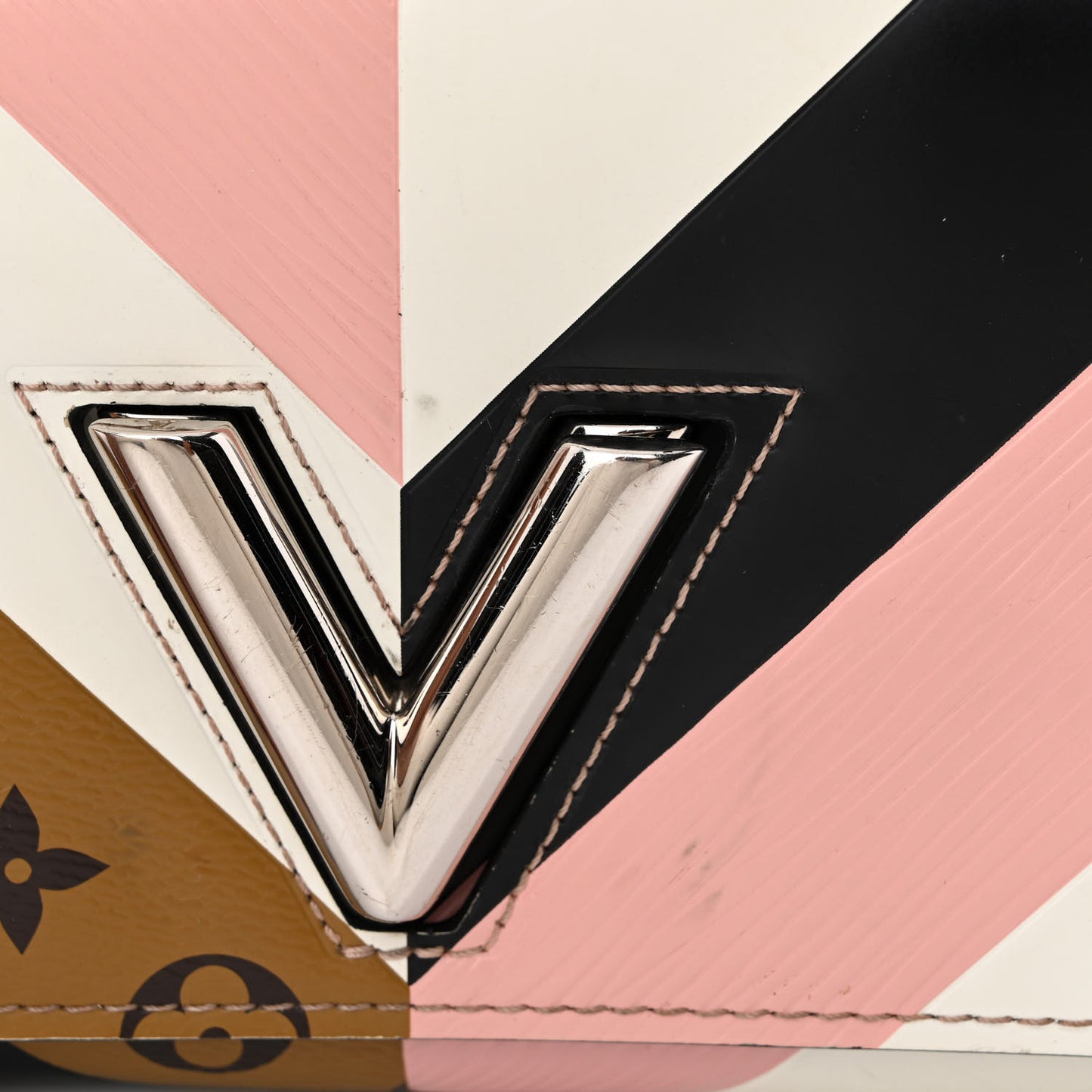 Epi Reverse Monogram Twist Chain Wallet Rose Ballerine