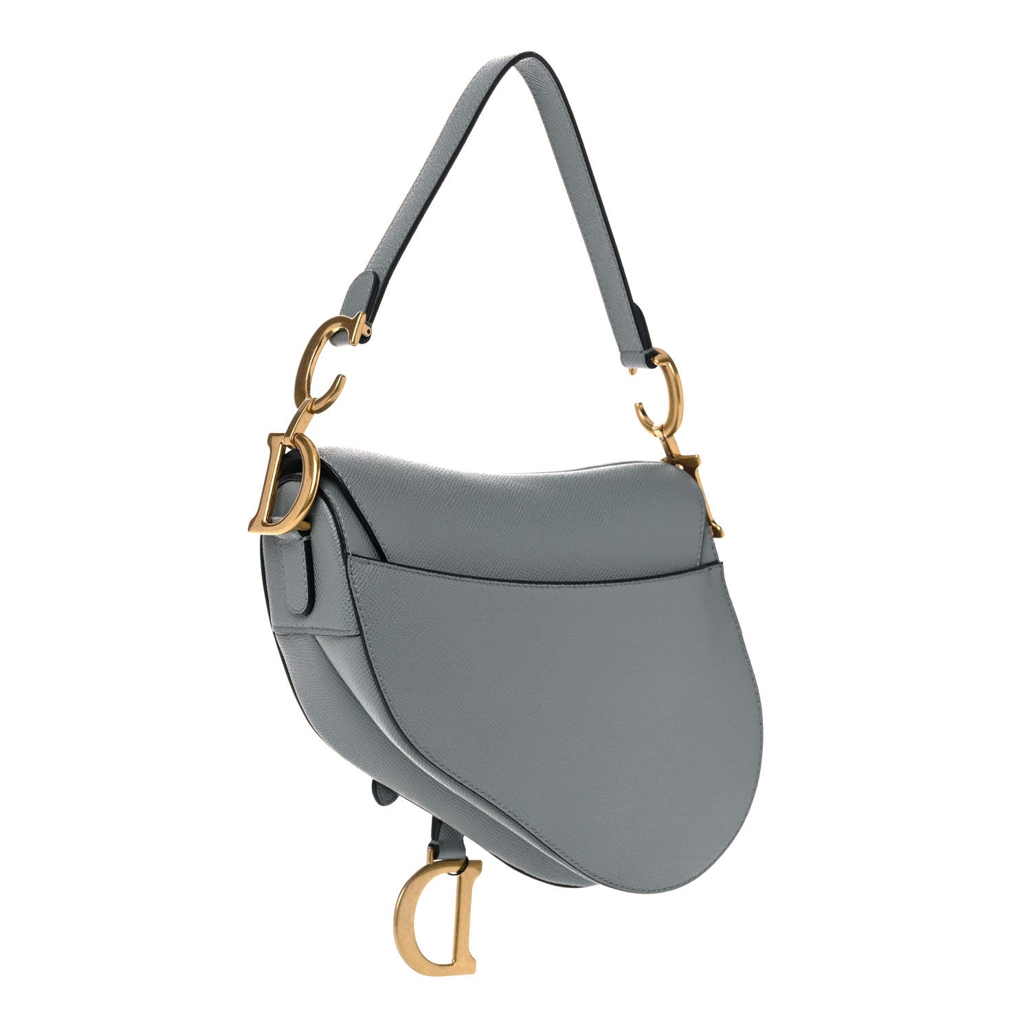 Christian Dior Grained Calfskin Saddle Bag Grey Stone 2 of 8