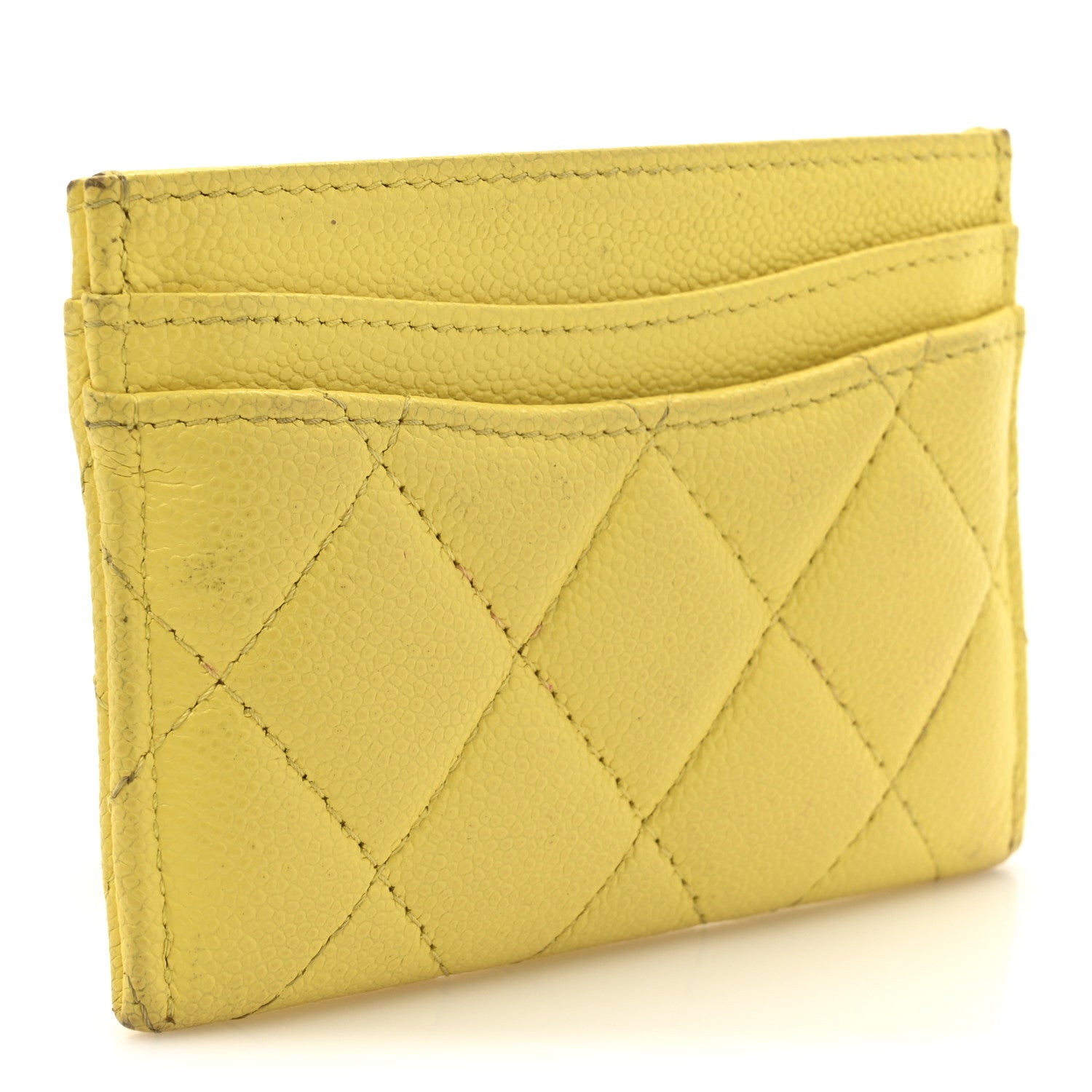 Chanel Caviar Quilted Card Holder Yellow 3 of 12