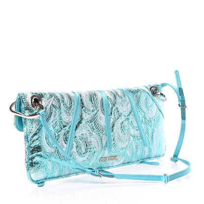 Miu Miu Tessuto Lurex Flap Clutch Turchese 3 of 15