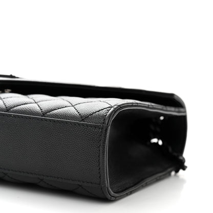Saint Laurent Grain De Poudre Textured Mixed Matelasse Triquilt Medium Monogram Monochrome Satchel Black 10 of 10