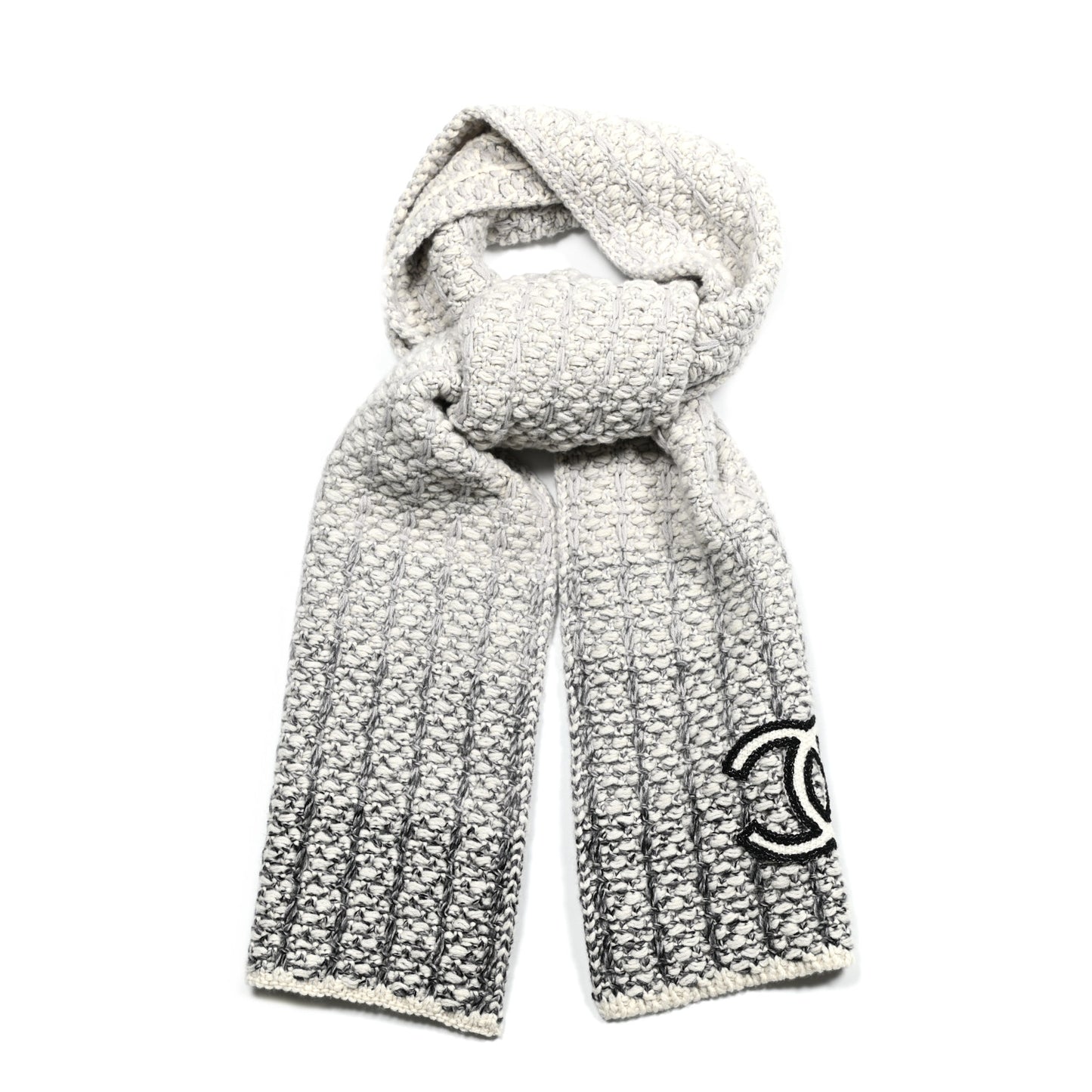 Cashmere Silk CC Scarf Black White
