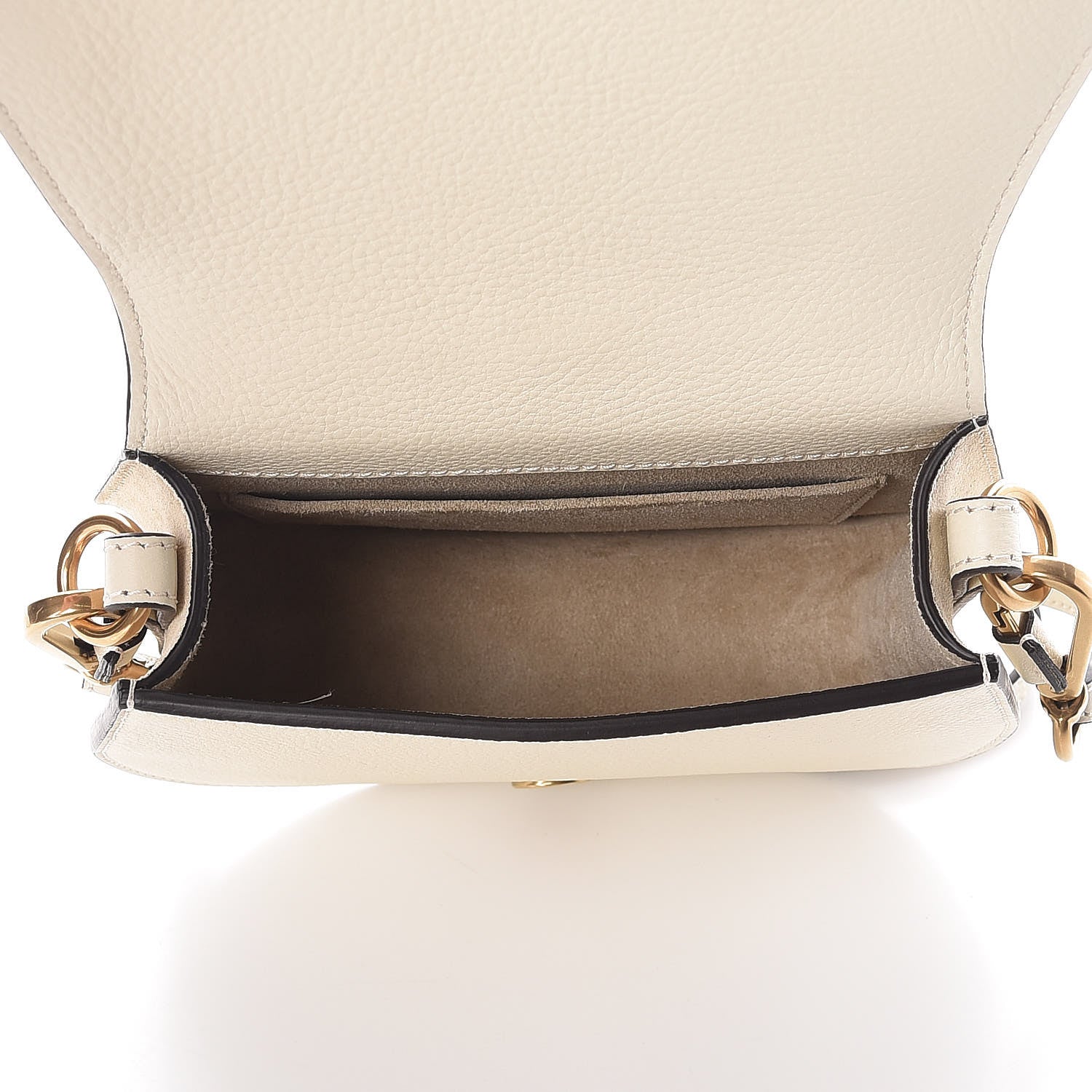 Chloe Calfskin Suede Small Nile Bracelet Bag Off White 7 of 9
