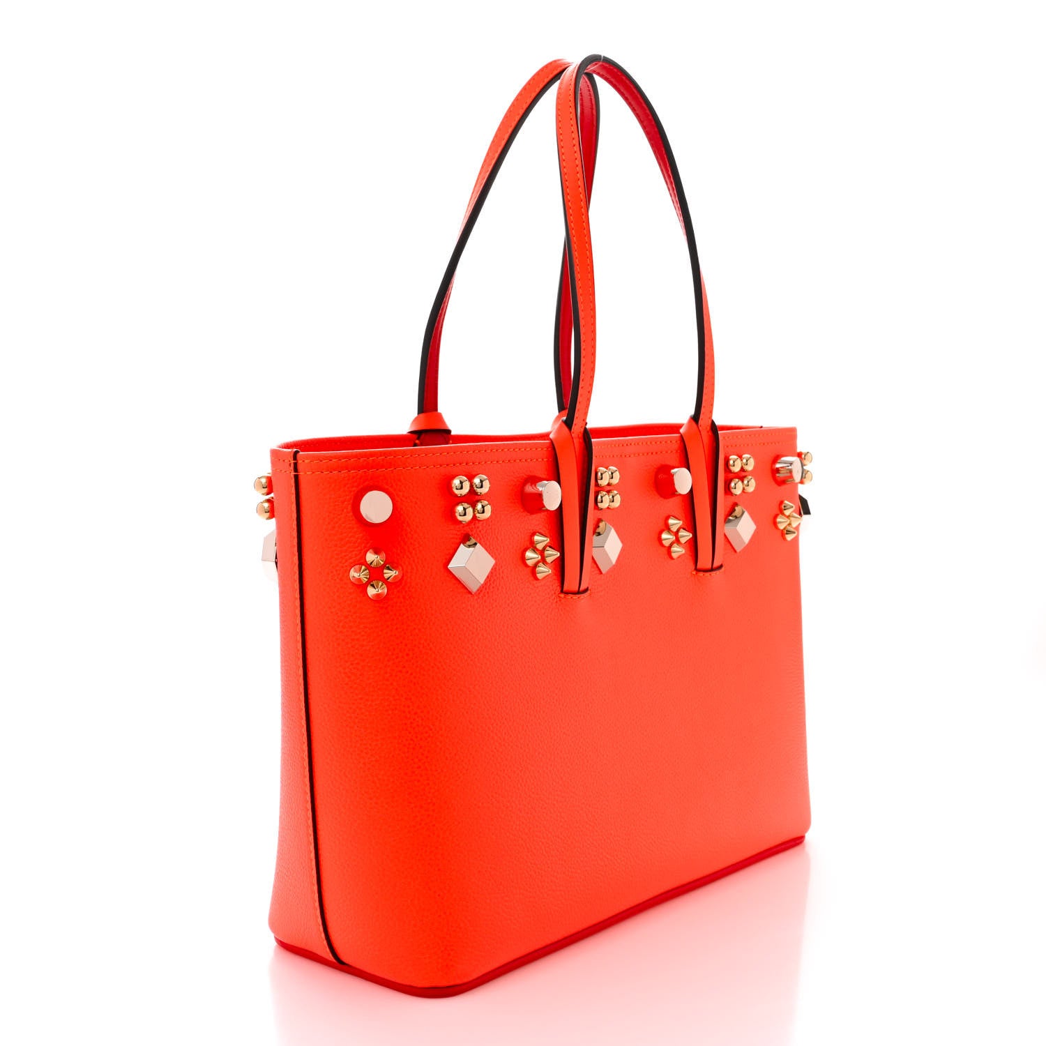 Christian Louboutin Calfskin Empire Spike Studded East West Cabata Tote Sunrise Multicolor 4 of 11
