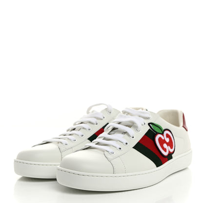 Gucci Calfskin Web GG Apple Embroidered Mens Ace Sneakers 8 White 3 of 9