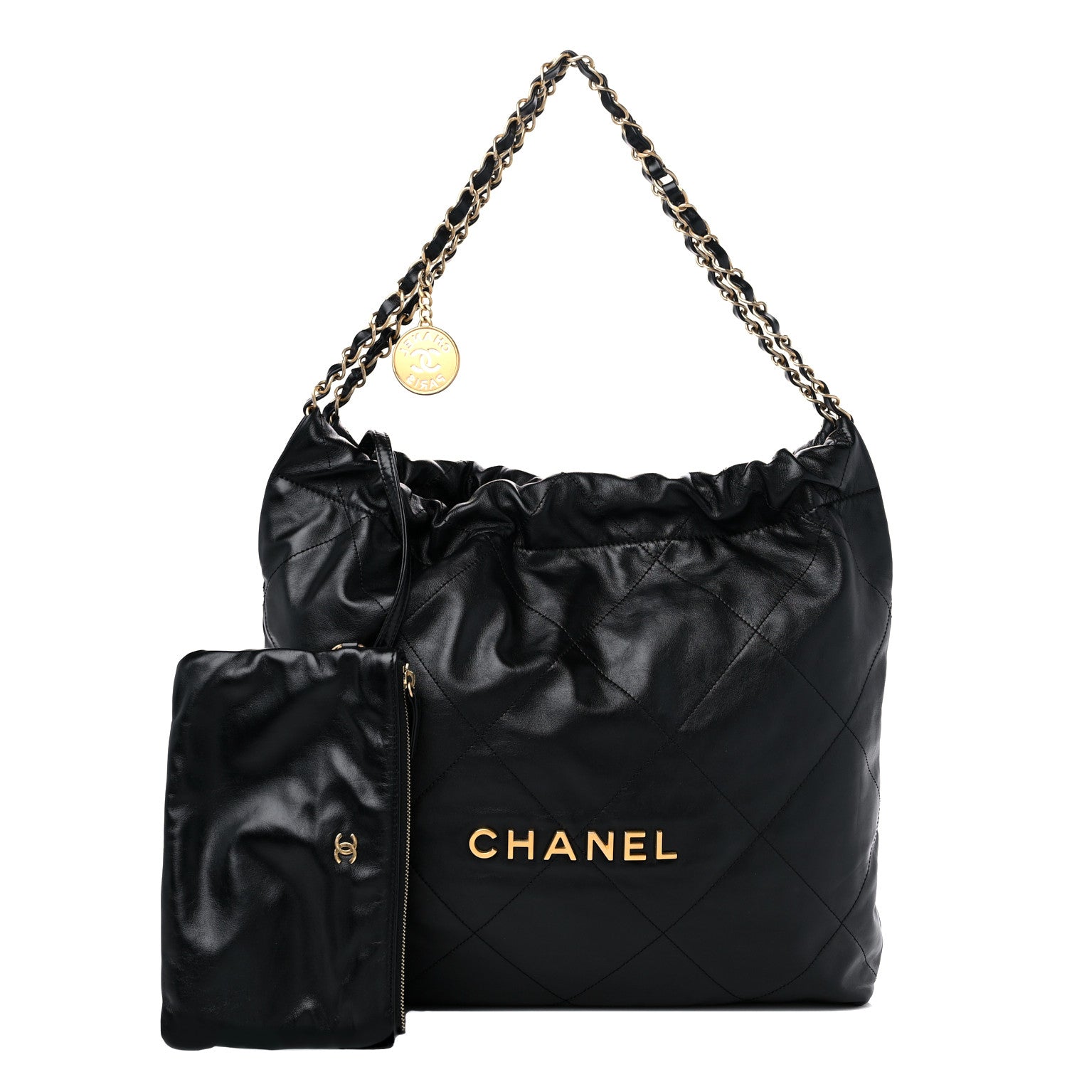 Chanel Shiny Calfskin Quilted Chanel 22 Black 1 of 9