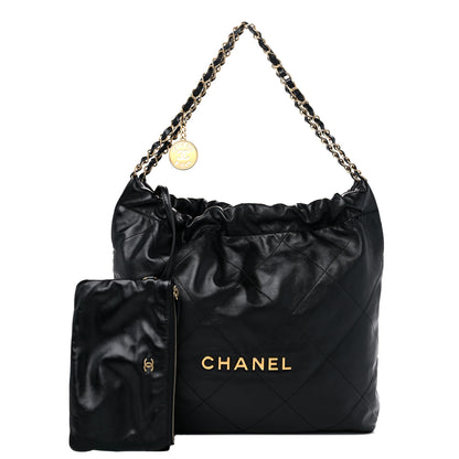 Chanel Shiny Calfskin Quilted Chanel 22 Black 1 of 9