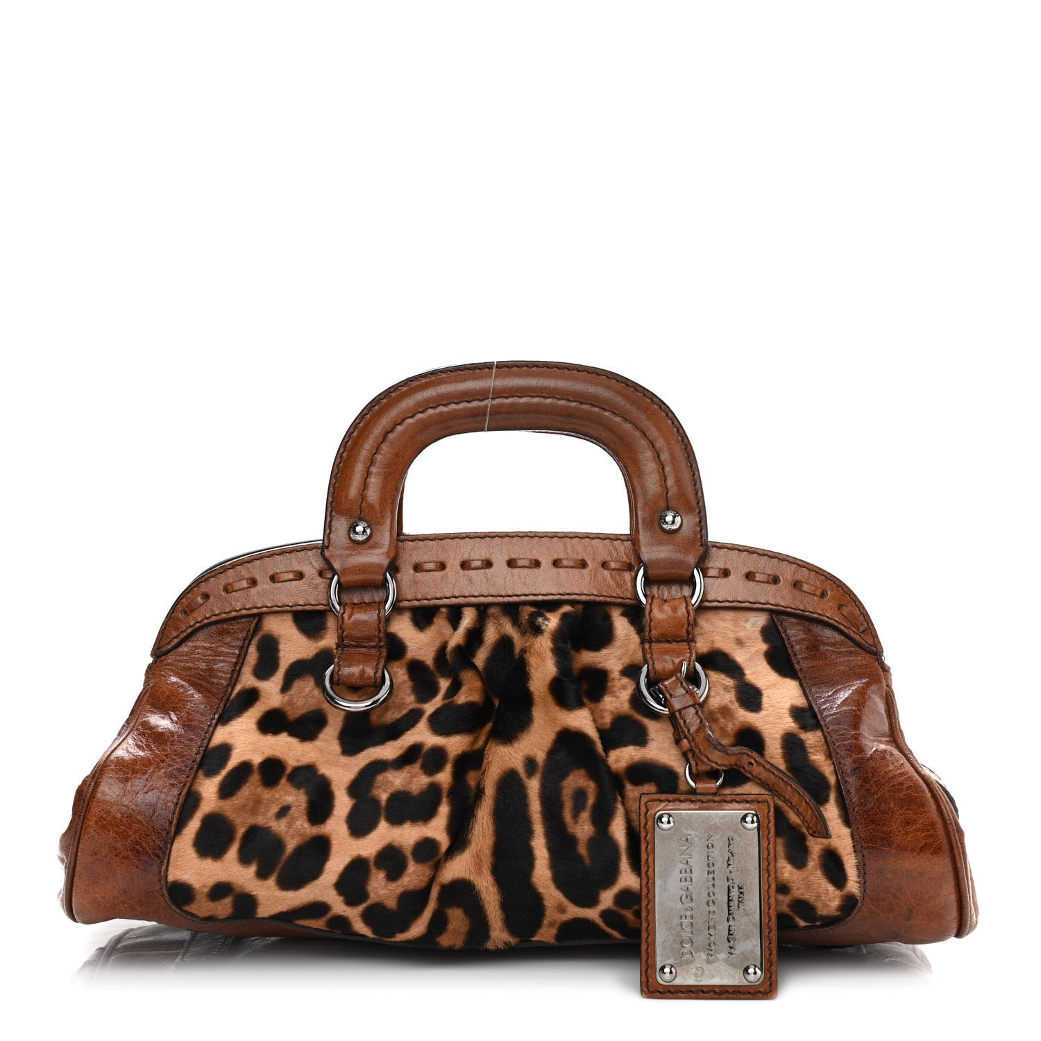 Dolce & Gabbana Calf Hair Leopard Print Miss Romantique Satchel Tan 1 of 13