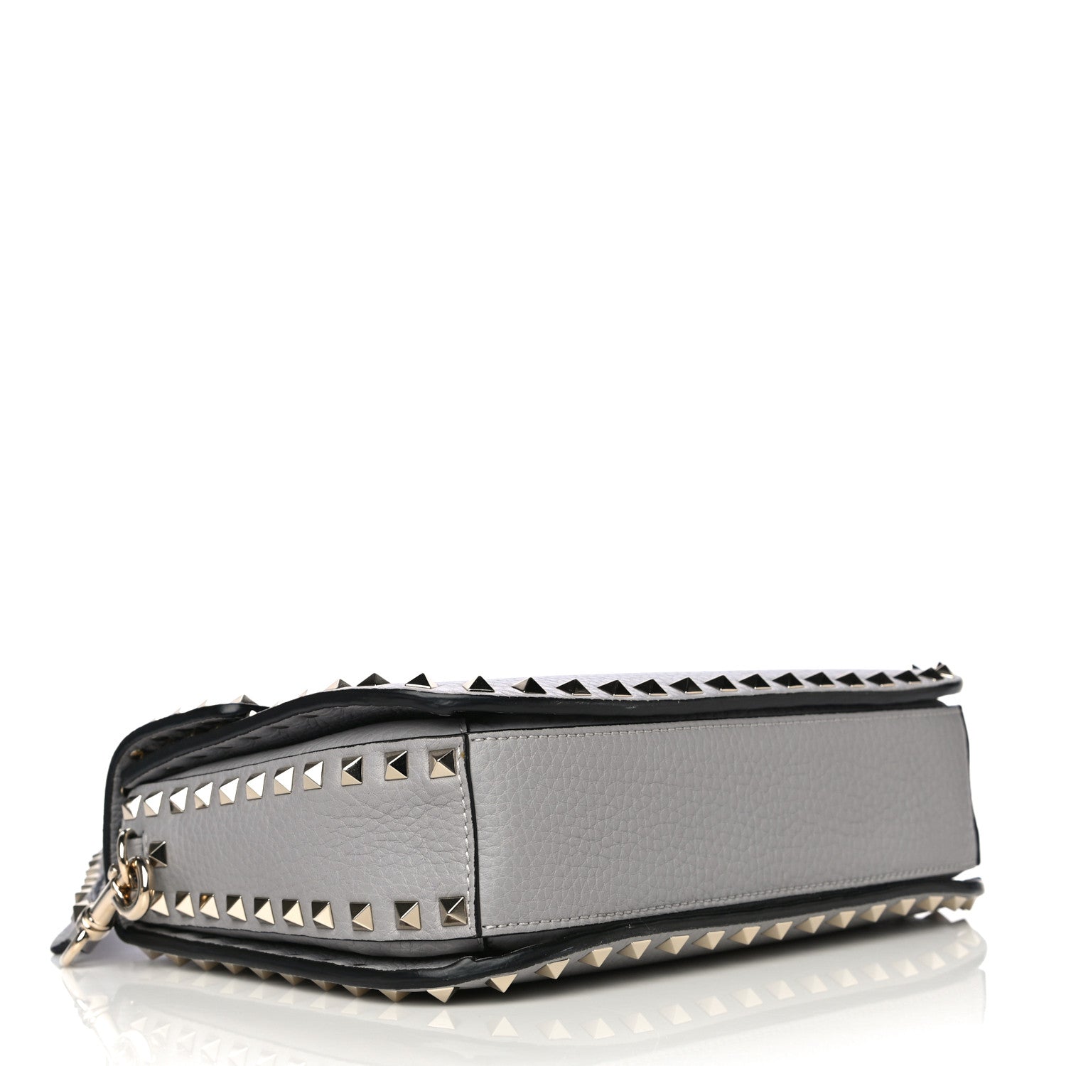 Valentino Garavani Pebbled Calfskin Medium Rockstud Flap Saddle Bag Pastel Grey 5 of 13