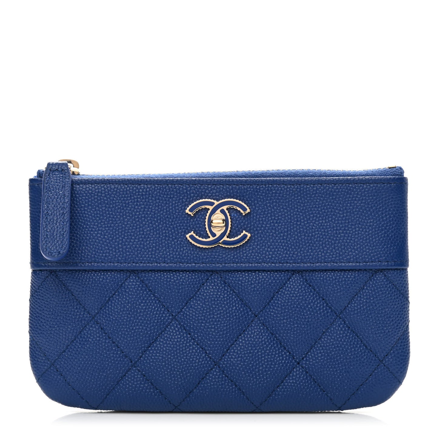Caviar Quilted Small Vintage Mademoiselle Cosmetic Case Dark Blue