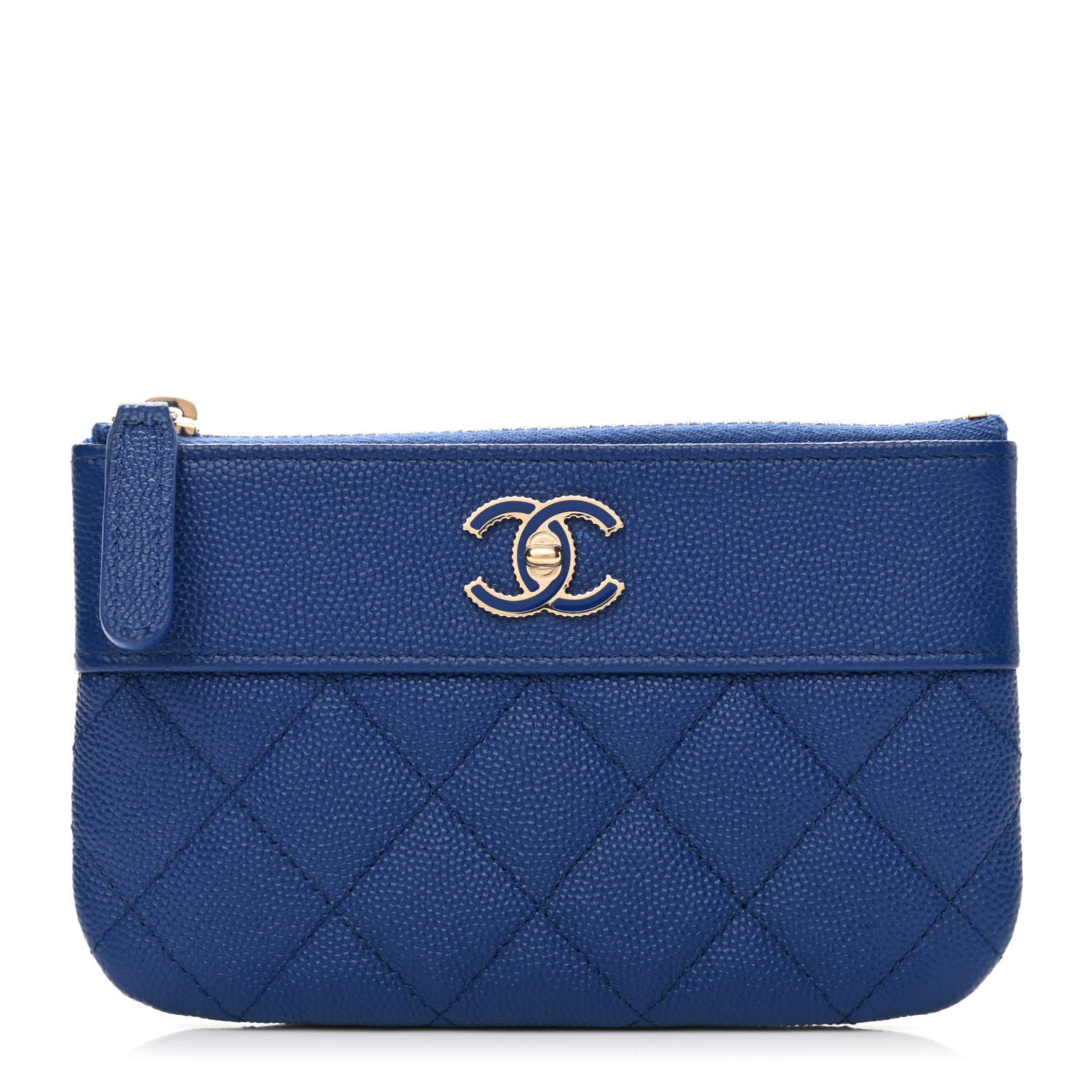 Chanel Caviar Quilted Small Vintage Mademoiselle Cosmetic Case Dark Blue 1 of 7