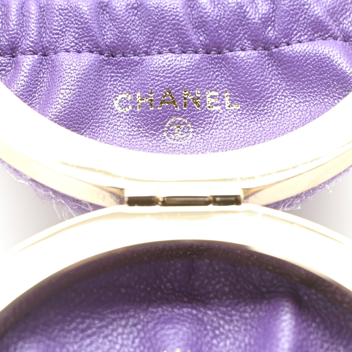 Tweed Minaudiere Round Chain Clutch Purple
