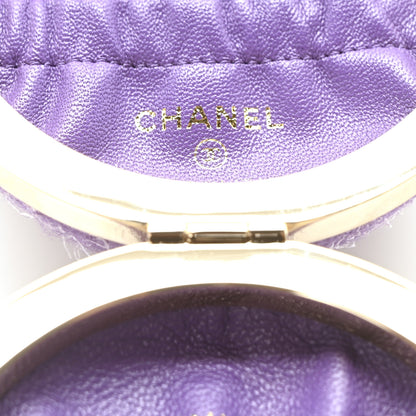 Chanel Tweed Minaudiere Round Chain Clutch Purple 6 of 11