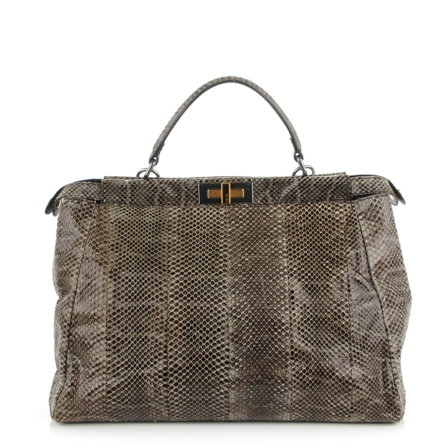 Fendi Python Large Peekaboo Iconic Satchel Natural 162284 – FASHIONPHILE