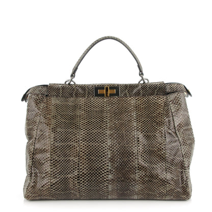 Fendi Python Large Peekaboo Iconic Satchel Natural 1 of 8