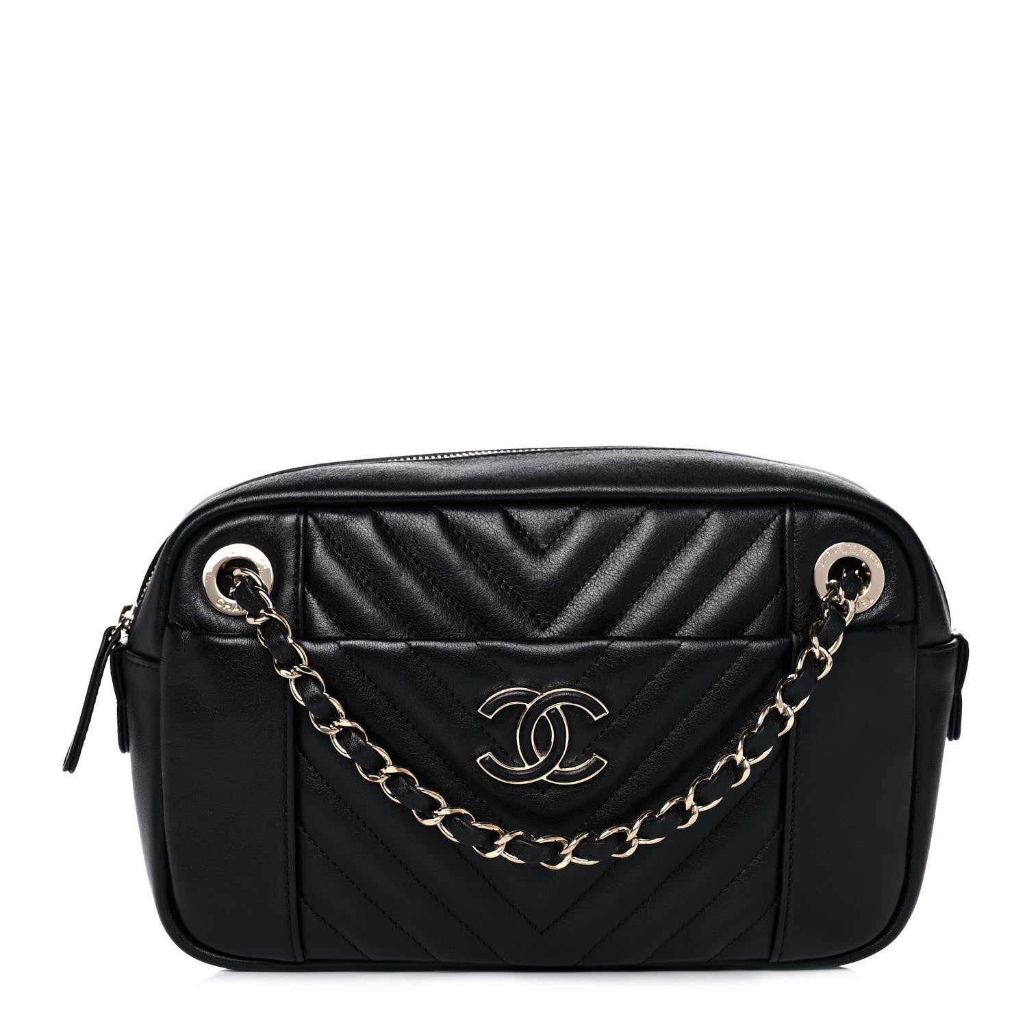 Chanel Calfskin Quilted Daily Chevron Camera Case Black 1 of 10