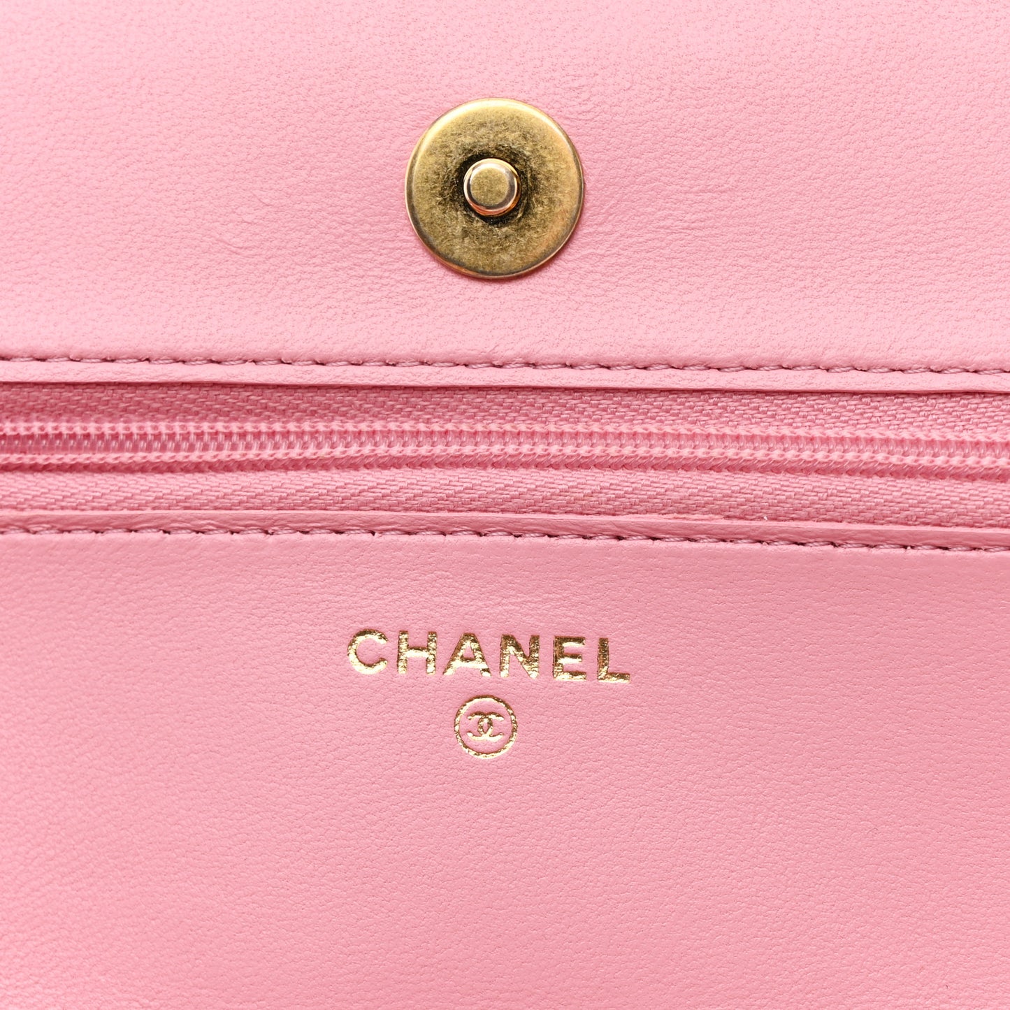 Lambskin Quilted Pick Me Up Wallet On Chain WOC Light Pink