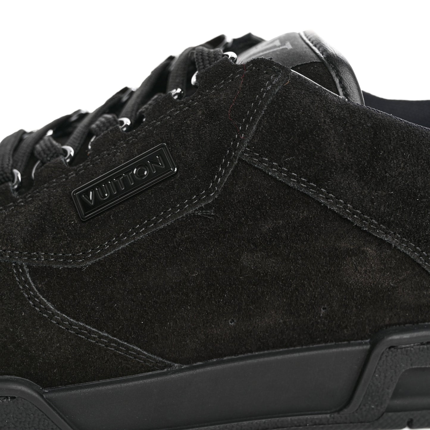 Suede Mens LV Trainer Sneakers 9 Black