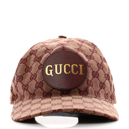 Gucci Monogram Textured Dollar Calfskin Zeno Baseball Hat L Camel Bordeaux 3 of 10