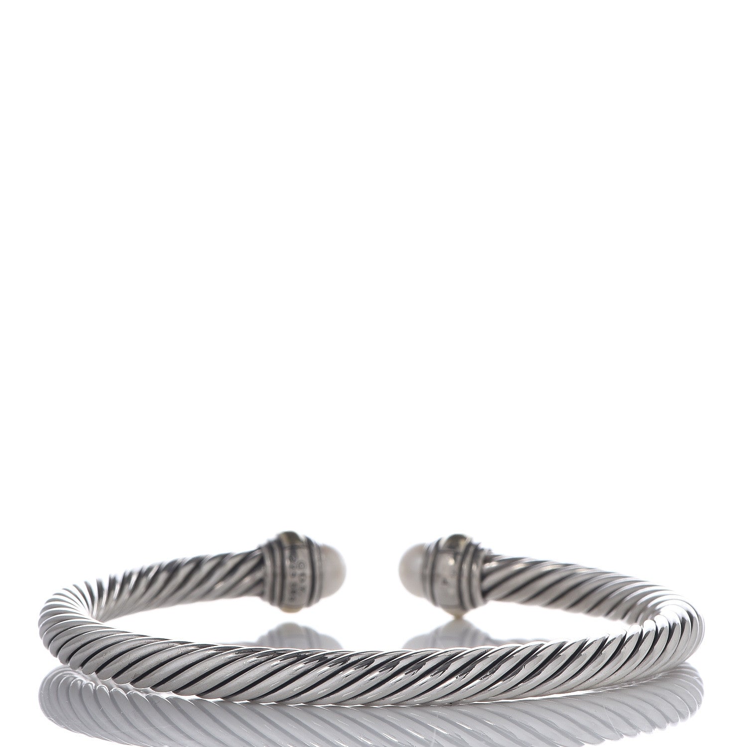 David Yurman Sterling Silver 14K Yellow Gold Pearl 5mm Cable Classics Bracelet 3 of 6