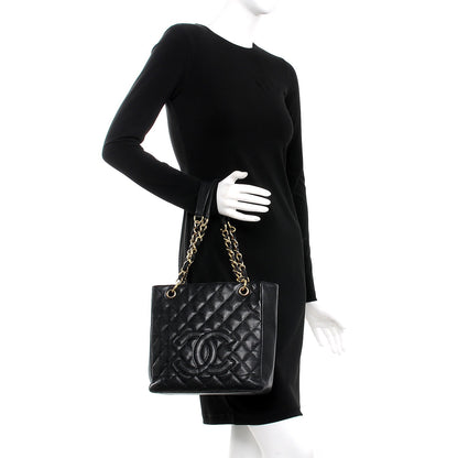 Chanel Caviar Quilted Petit Shopping Tote PST Black 2 of 7
