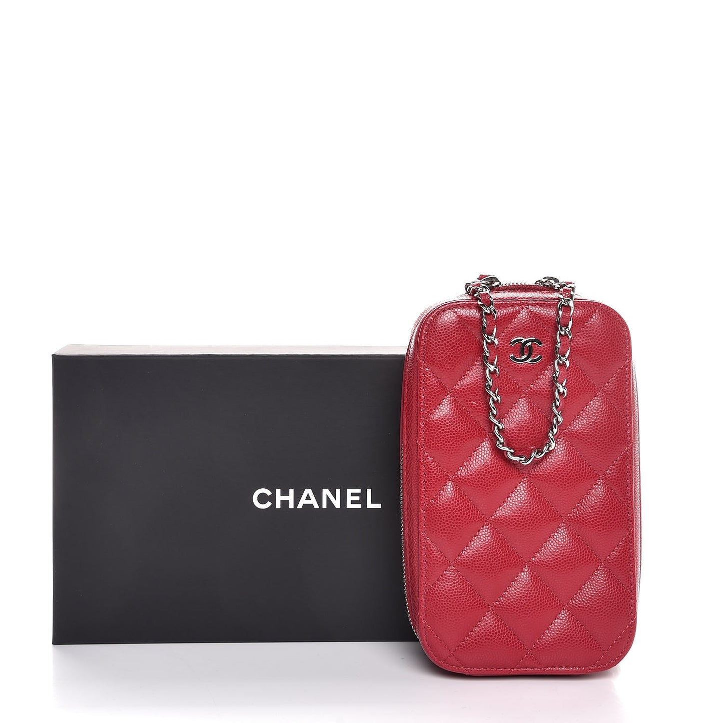 Caviar Quilted Classic Clutch With Chain Pink