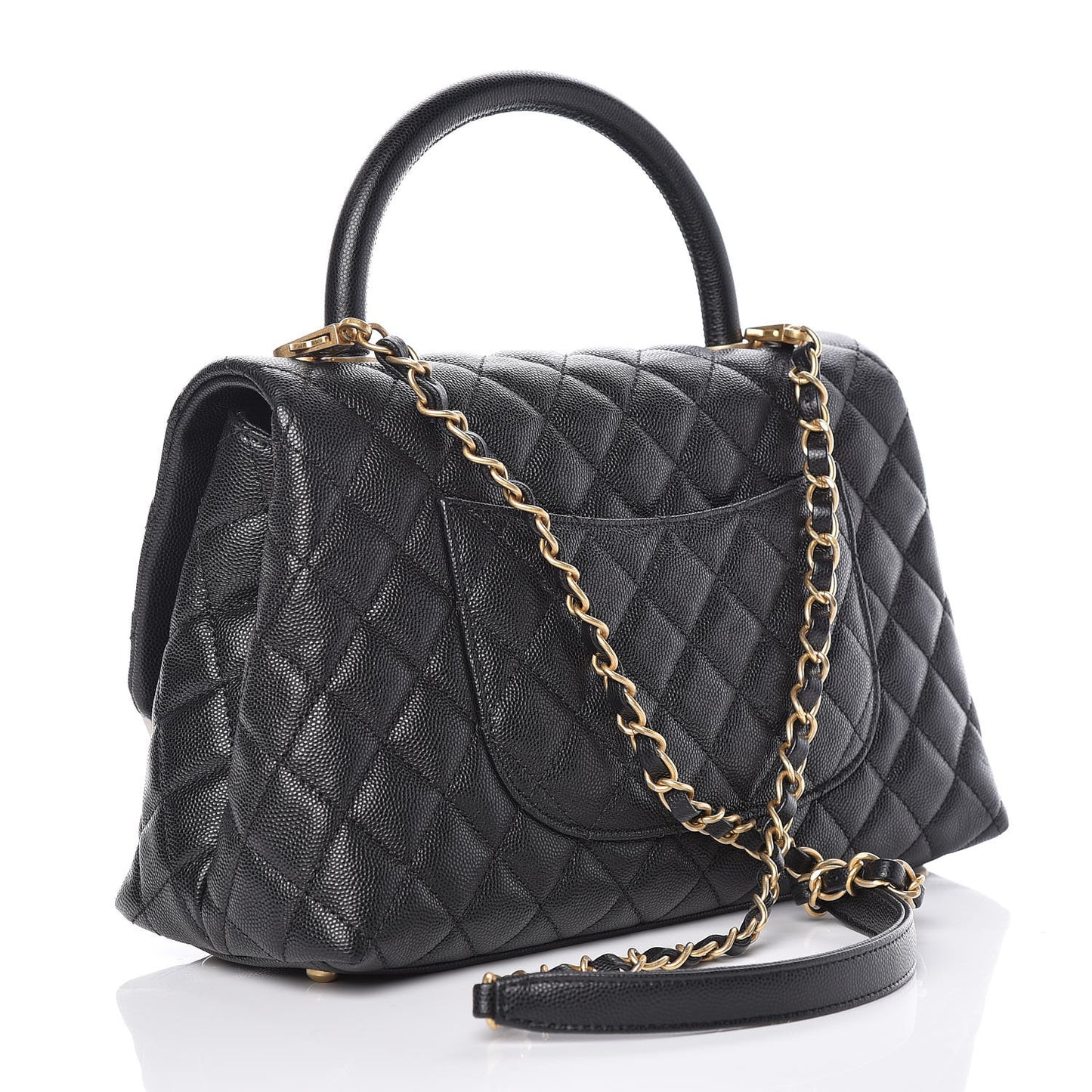 Caviar Quilted Small Coco Handle Flap Black