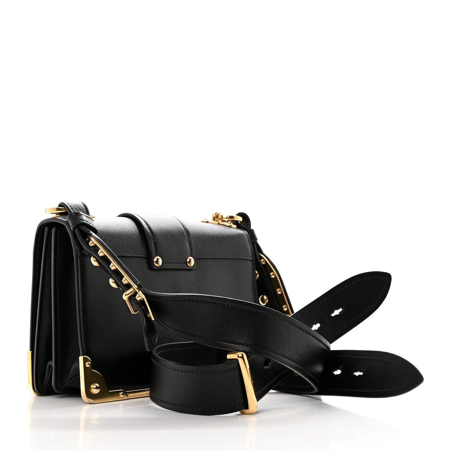 Prada City Calf Saffiano Cahier Hearts Bag Black 2 of 9