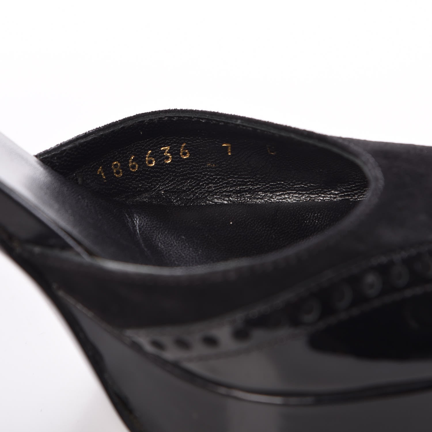 Gucci Patent Suede Oxford Platform Pumps 7 Black 10 of 17
