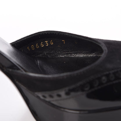 Gucci Patent Suede Oxford Platform Pumps 7 Black 10 of 17