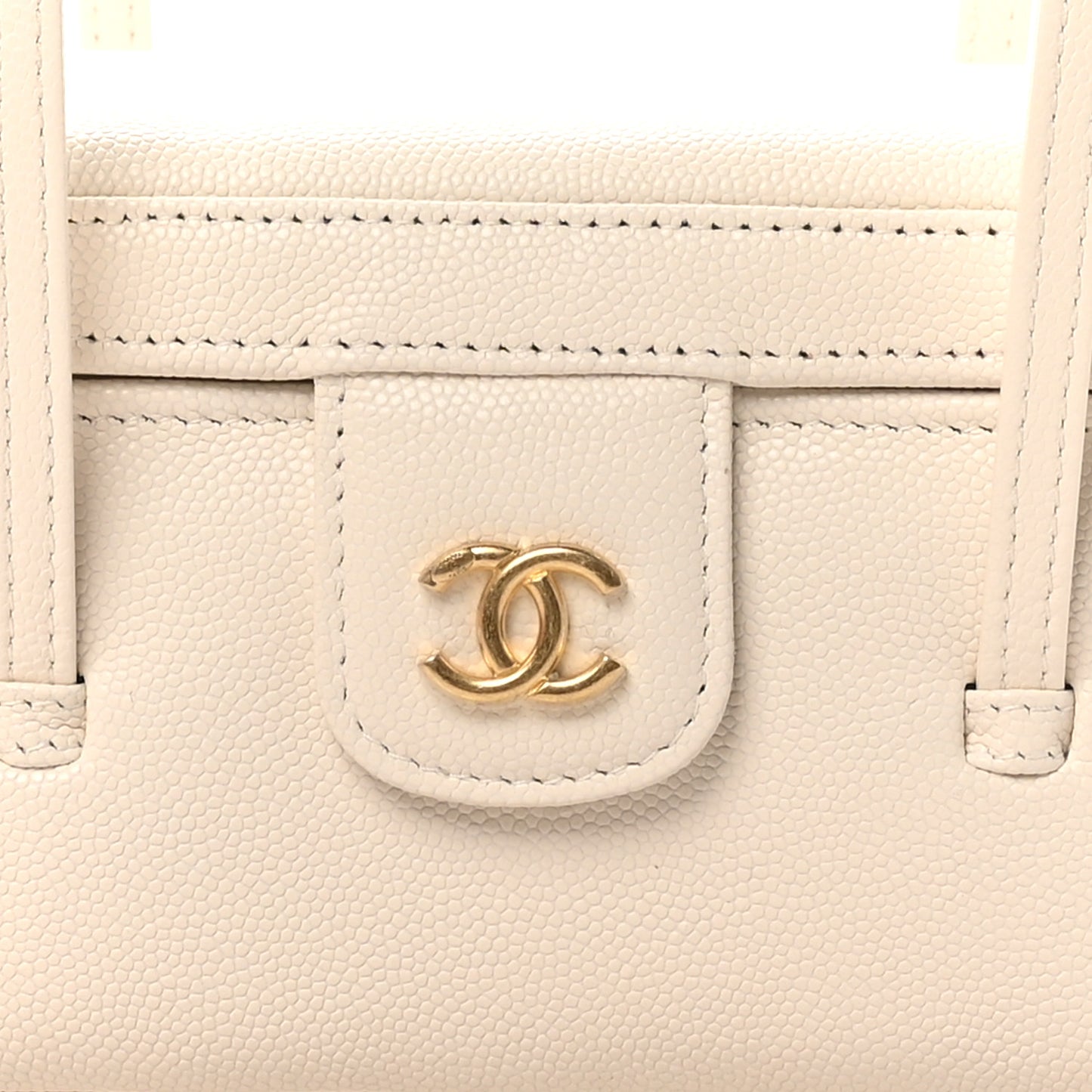 Shiny Caviar Preppy Coco Long Vanity With Strap White