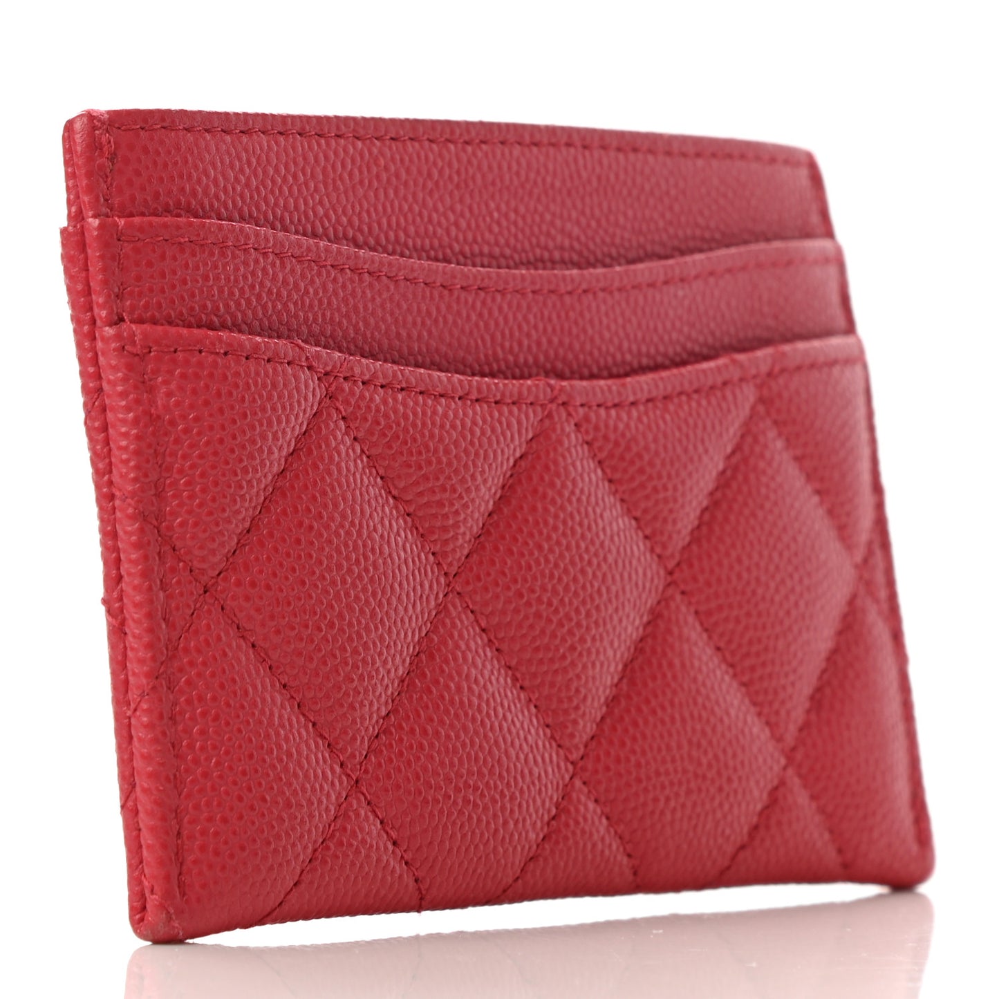 Caviar Quilted Card Holder Red