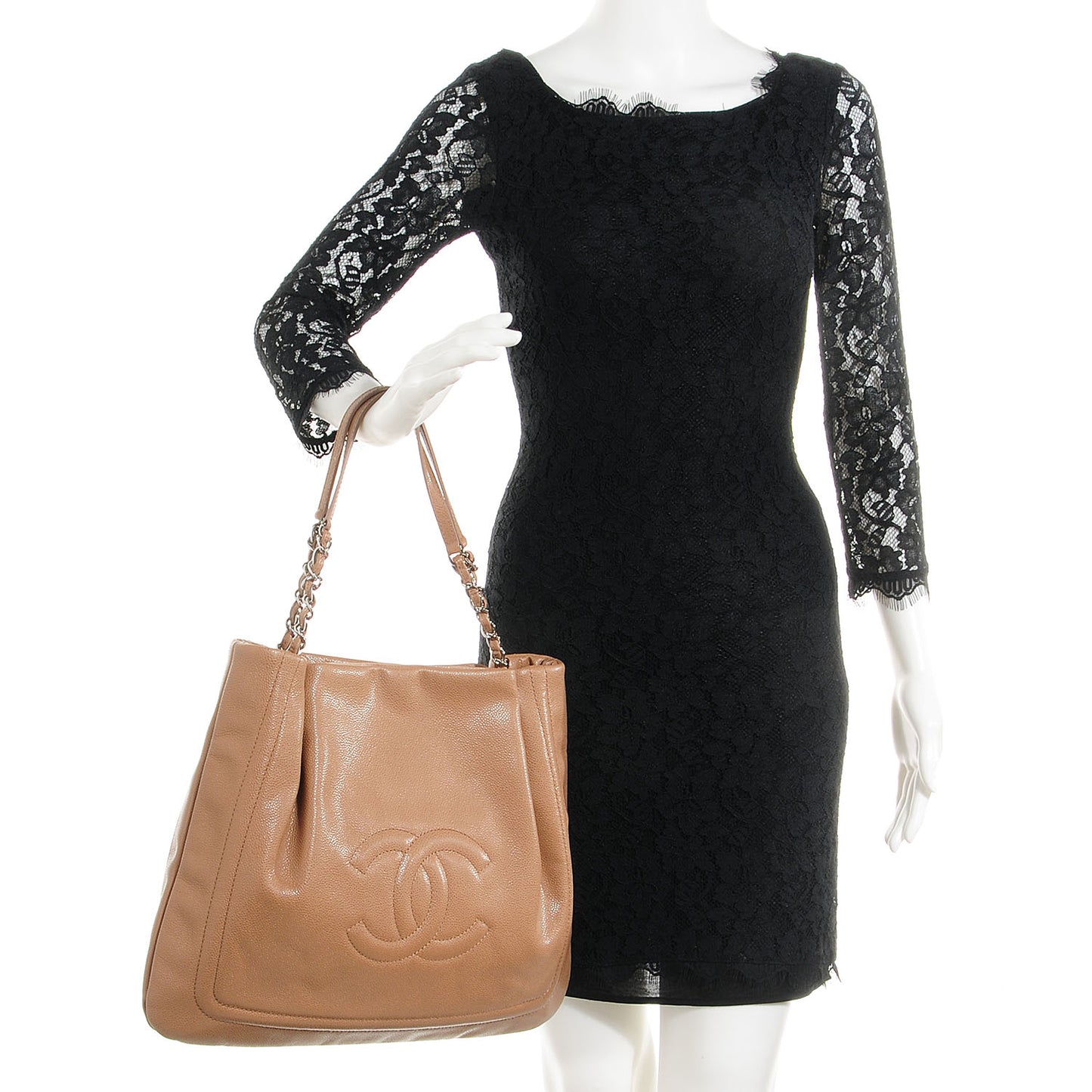 Caviar CC Timeless Shoulder Bag Dark Beige