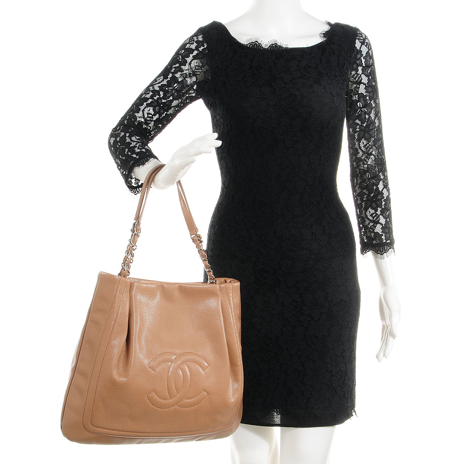 Chanel Caviar CC Timeless Shoulder Bag Dark Beige 2 of 7