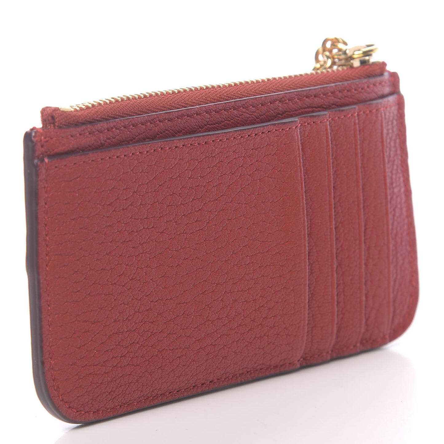 Grained Calfskin Drew Card Holder Earthy Red