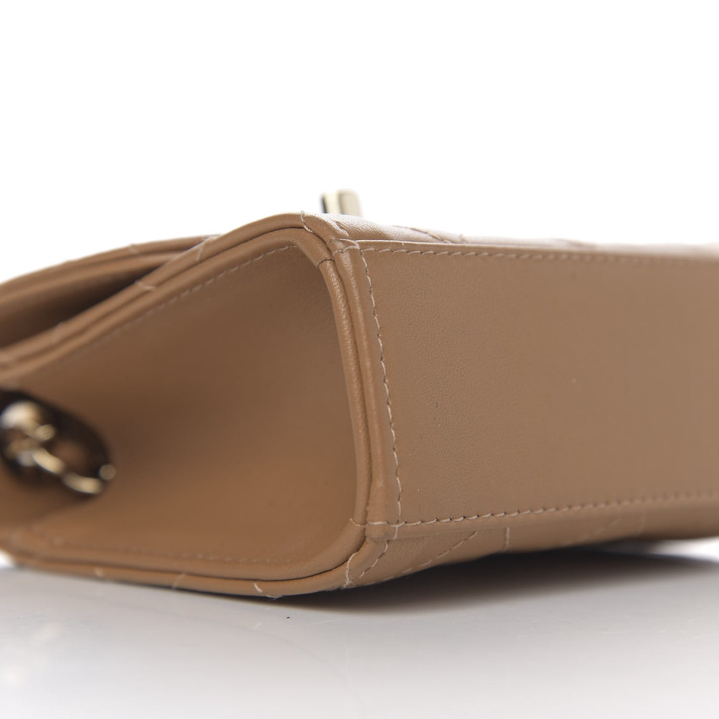Lambskin Quilted Mini Trendy CC Chain Wallet Light Brown