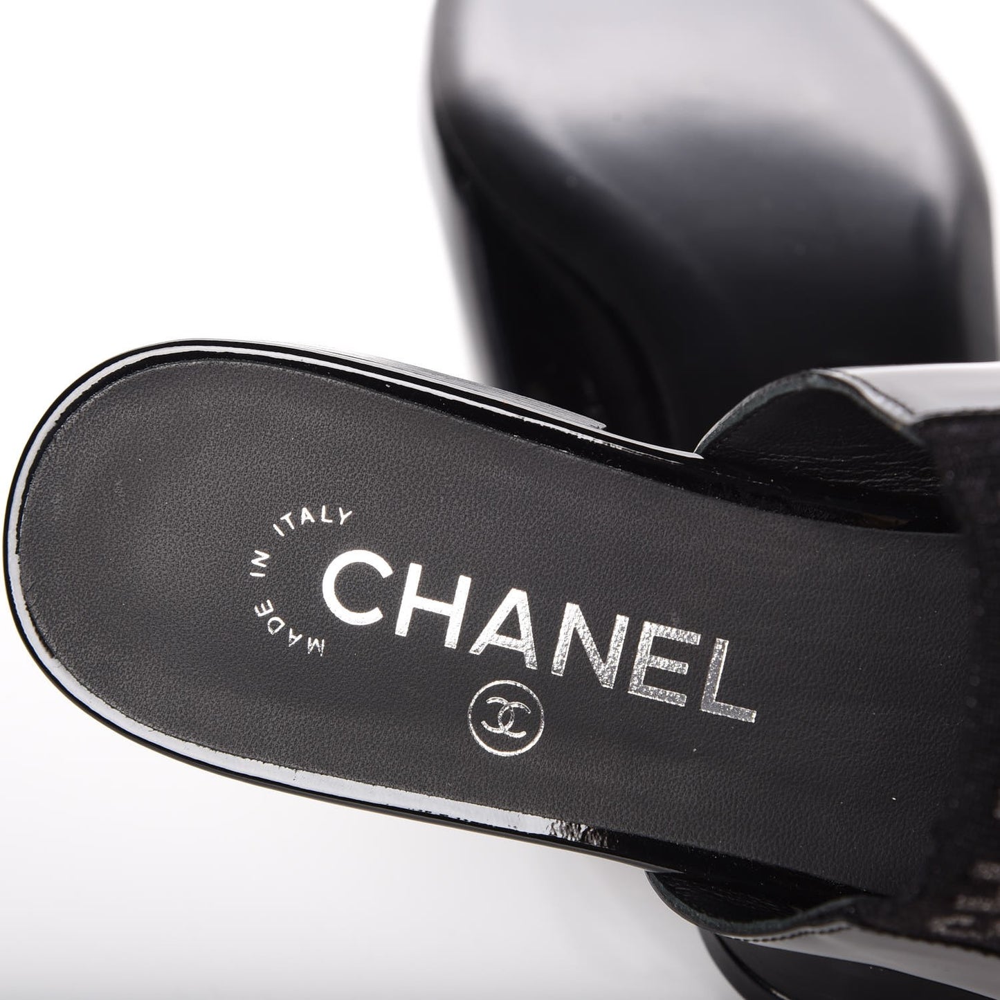Fabric Patent Calfskin Mules 39 Black