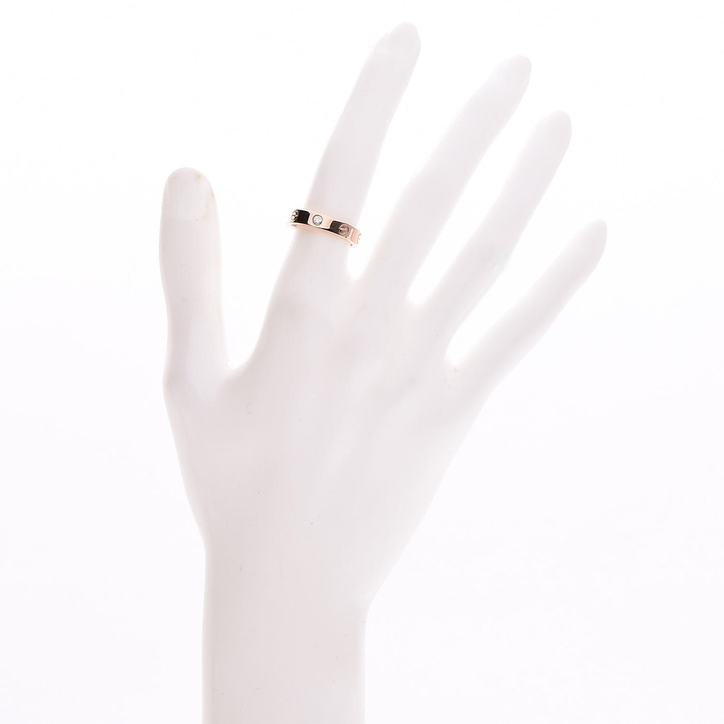 18K Pink Gold Diamond 4mm LOVE Ring 50 5.25
